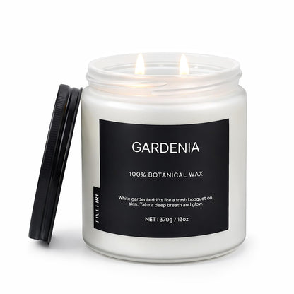 Gardenia Home Scented Candles, 13oz Organic Soy Wax, 76-Hour Clean Burning, Natural Candles Non Toxic, White Floral Scent for Relaxation, Aromatherapy Housewarming Candle for Men Women