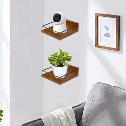 ARTORA Wall Mounted Plant Holder, Wooden Floating Shelves for Flower Pot Wall Hanging Wood Rack Farmhouse Small Decorative Wall Shelf for Bedroom Living Room Bathroom Porch Balcony Decor (2 Pack)