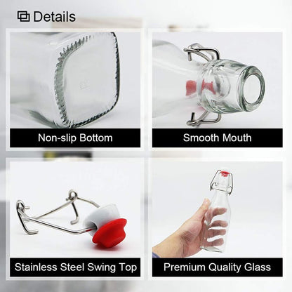 ZEBEIYU Swing Top Glass Bottles 8 oz with Airtight Lids for Home Brewing, Kombucha, Kefir, Vanilla Extract, Beer, Oil, Vinegar, Homemade Juices, Water,Soda Set of 9