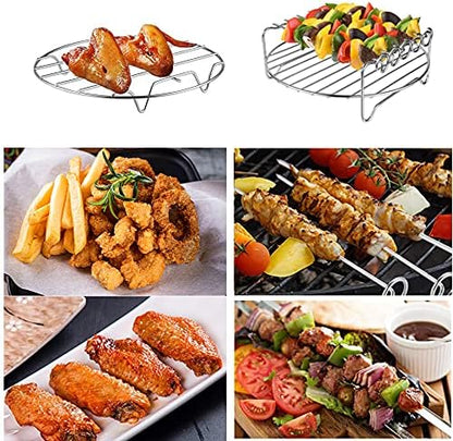 Air Fryer Rack XL Air Fryer Accessories Set of 2, Double Layer Rack with Skewer, Stackable Metal Holder