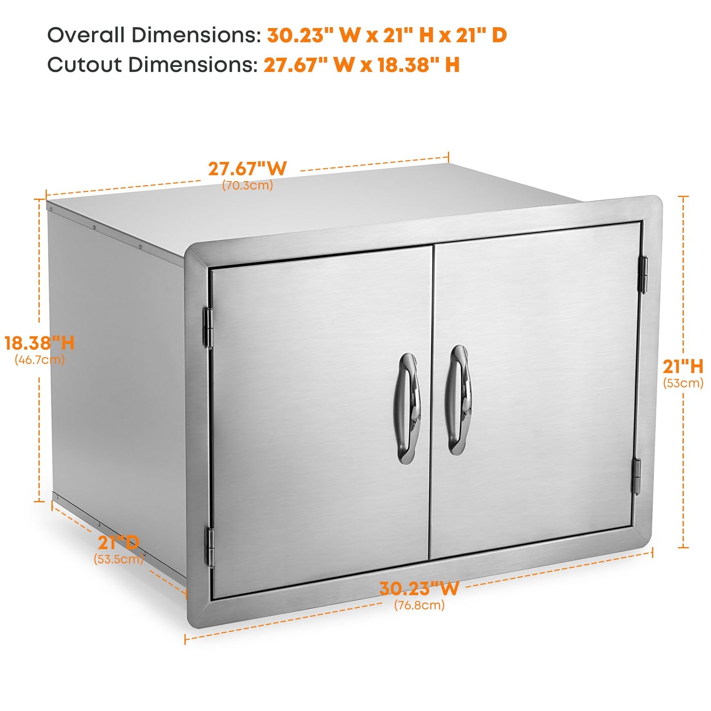 Stanbroil Stainless Steel Outdoor Kitchen Double Door Dry Storage Pantry, 30- Inch