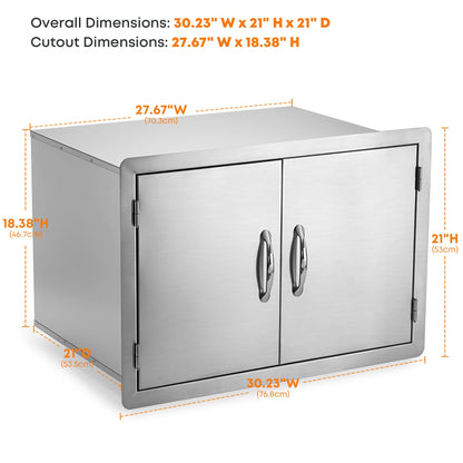 Stanbroil Stainless Steel Outdoor Kitchen Double Door Dry Storage Pantry, 30- Inch