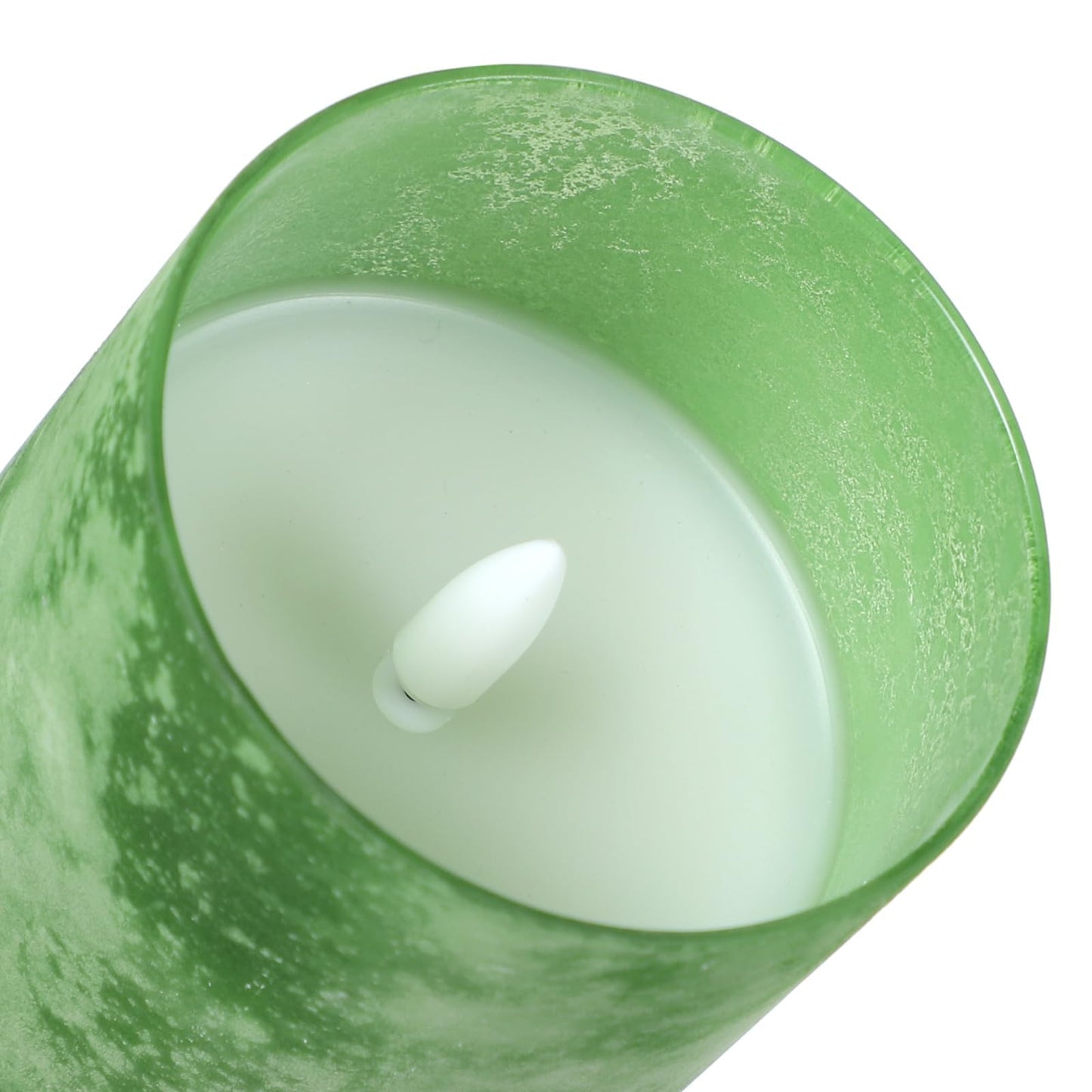 COVEGE Green Battery Operated Candles with Remote and Timer, Real Wax Flickering Flameless Candles, Glass LED Pillar Candles for Party Wedding Halloween Christmas Decoration