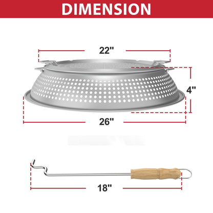 Spark Shield for Solo Stove Yukon - Stainless Steel Fire Pit Spark Protector Screen for Outdoor Backyard Party Fire Pits, Shield for Solo Stove Yukon with Two Guild Sticks
