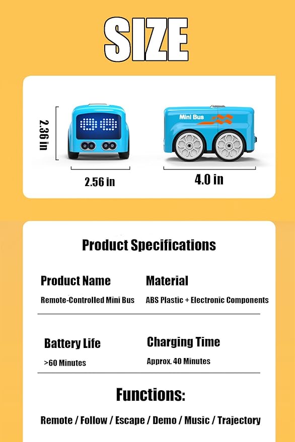Magic Mini Bus Follows Line Car Inductive Mini Interactive Cars Follows The Line Intelligent Line Tracking System with Dynamic LED Expressions Educational STEM (Blue)