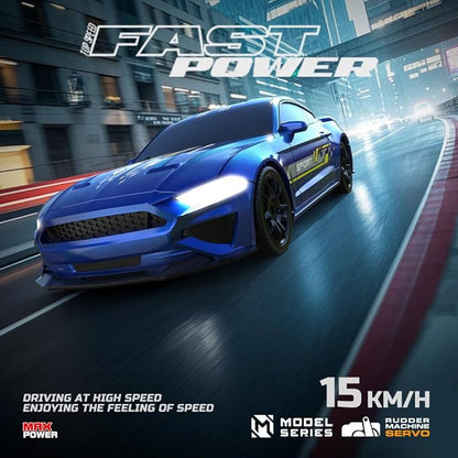 1:43 Scale Mini RC Drift Car 2.4GHz 4WD Desktop RC Drift Car 15KM/h Handheld Racing Mini Vehicle with LED Lights Speed Switching Racing Sport Toy for Adults Teens (Blue)
