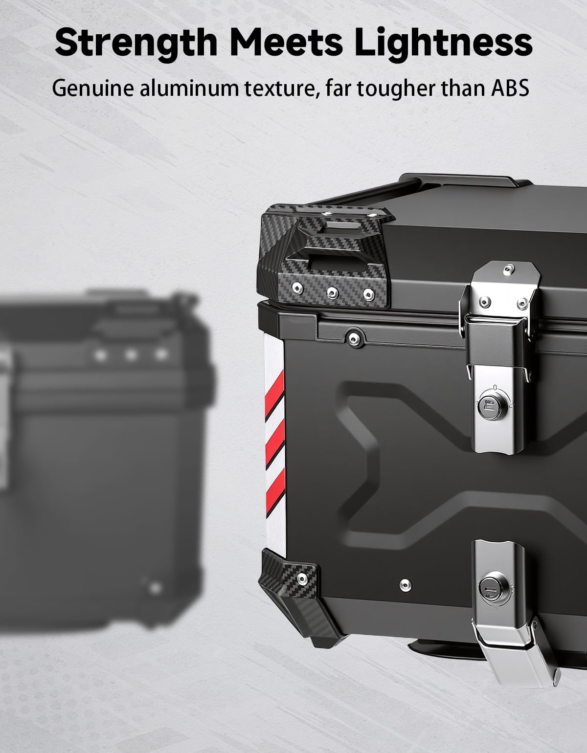 KEMIMOTO Motorcycle Top Case 56L, Universal Aluminum Alloy Motorbike Tail Box with Leather Lining, Waterproof Detachable Motorcycle Top Box with Lock & Back Cushion