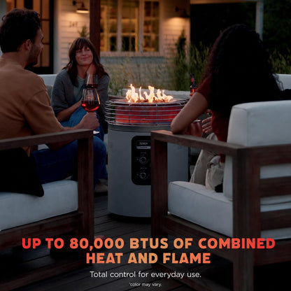 Ninja Fireside360 Outdoor Heater & Fire Pit | 3 Modes: Flame Only, Heat Only, Flame & Heat | Portable for Patio, Deck, Camping, Easy Control Smokeless Flames | Push to Start Ignition | Steel | OF101SL