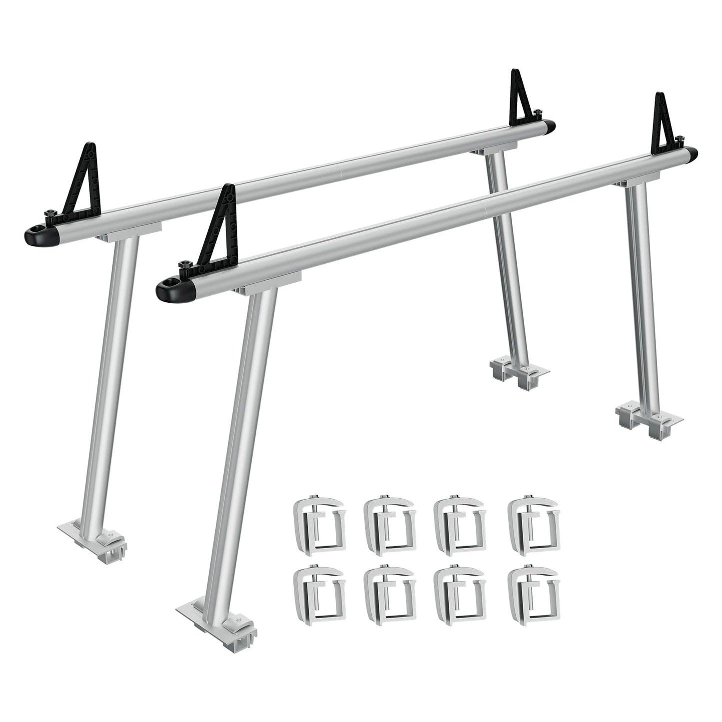 GarveeTech Truck Rack, 71" Aluminum Ladder Rack for Trucks, 800 lbs Capacity with Non-Drilling C-Clamps, Heavy Duty Pickup Truck Racks Two-Bar Set for Kayak, Surfboard, Lumber, Ladder