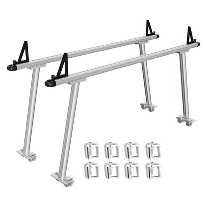 GarveeTech Truck Rack, 71" Aluminum Ladder Rack for Trucks, 800 lbs Capacity with Non-Drilling C-Clamps, Heavy Duty Pickup Truck Racks Two-Bar Set for Kayak, Surfboard, Lumber, Ladder