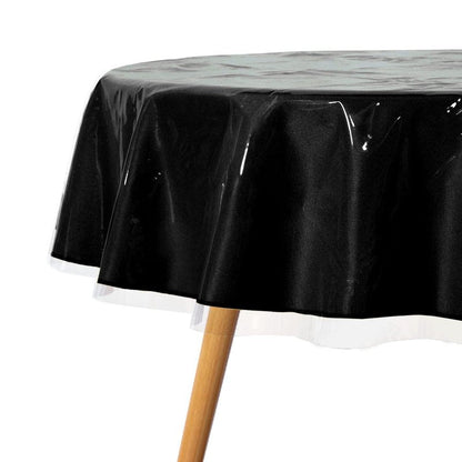 sancua Clear Plastic 100% Waterproof Round Tablecloth - 70 Inch - Vinyl PVC Table Cloth Protector Oil Spill Proof Wipe Clean Table Cover for Dining Tables, Parties, Camping, Crystal Clear