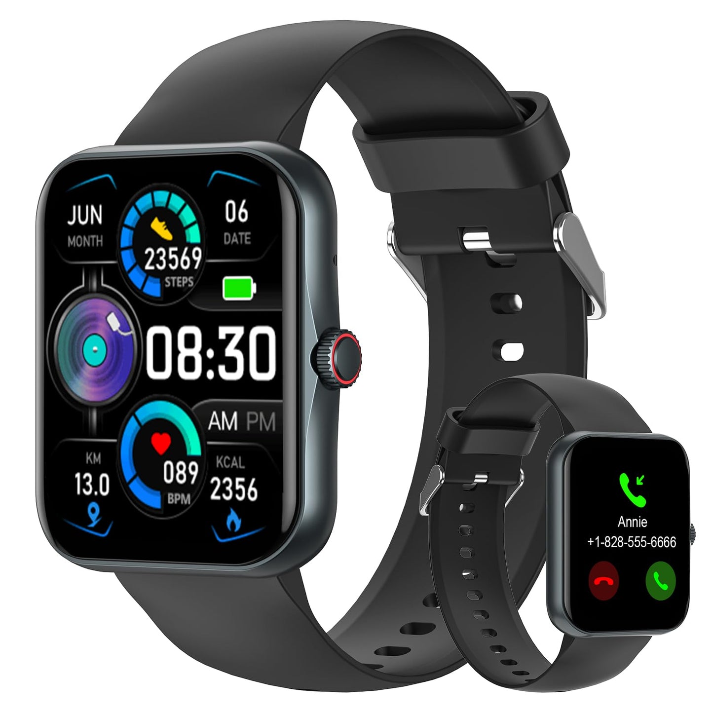 Smart Fitness Tracker Watch for Adults, Sport Smartwatch with Heart Rate Blood Oxygen 37 Exercise Modes Step Counter Phone Calls Siri Recall App Notifications Music Sleep Monitoring for Men Women
