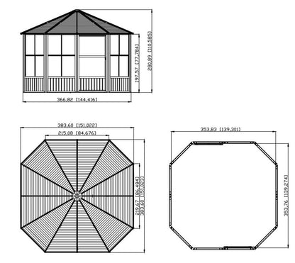 Sojag Outdoor 12' x 12' Charleston Solarium Outdoor Sunroom with Mosquito Nets