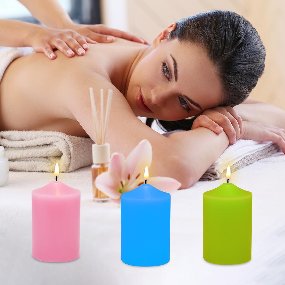 Unscented Color Pillar Candles Set of 12-2x3 inch - Dripless and Smokeless Large Pillar Candles, 20-Hours Long Burning Time Paraffin Candle for Dinner Table, Christmas and Home Deco