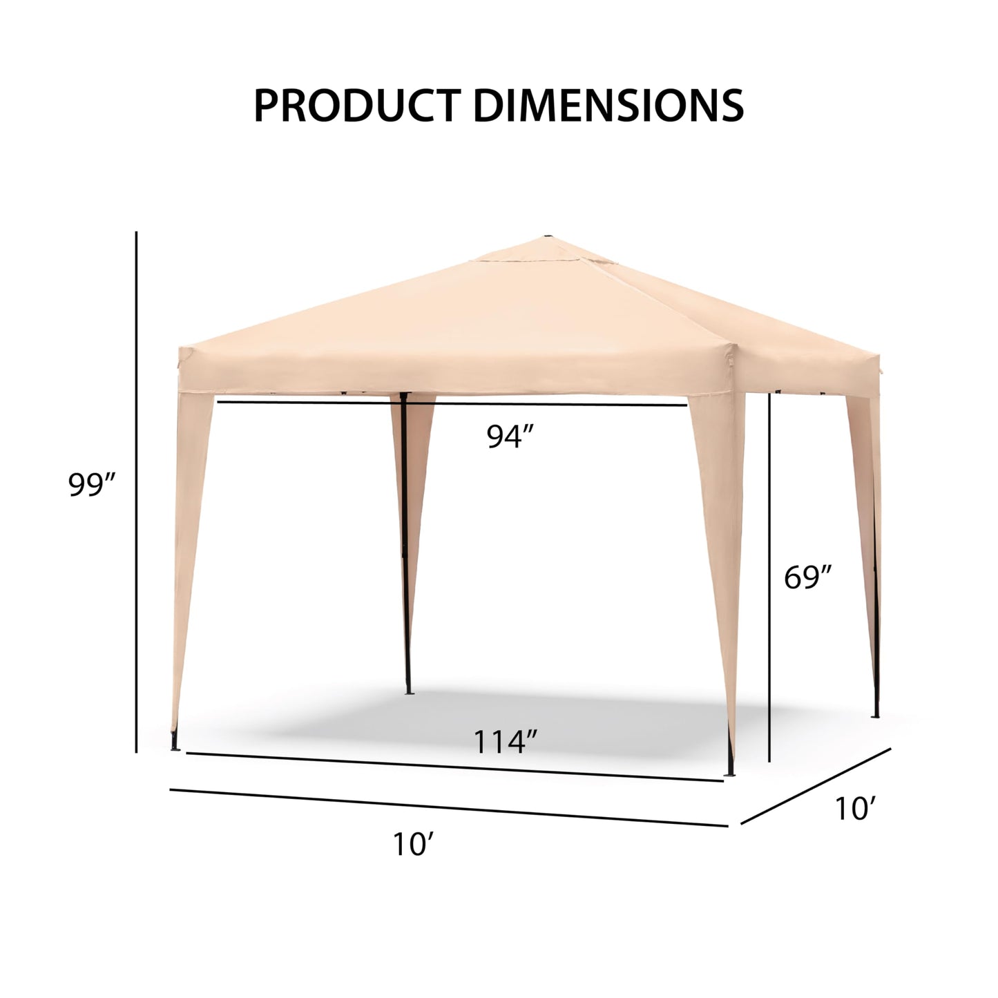 Furniture of America Tene 10'x10' Base 8'x8' Top Portable Easy Pop Up Awning Outdoor Canopy Tent, Rain Shelter with Wheeled Carrying Bag, Beach Shade, for Backyard, Patio, Deck, Red