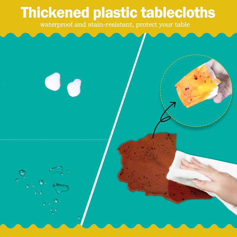 Teal 6 Pack Plastic Table Cloth 84", Disposable Round Tablecloth Table Cover, Plastic Tablecloths for Parties