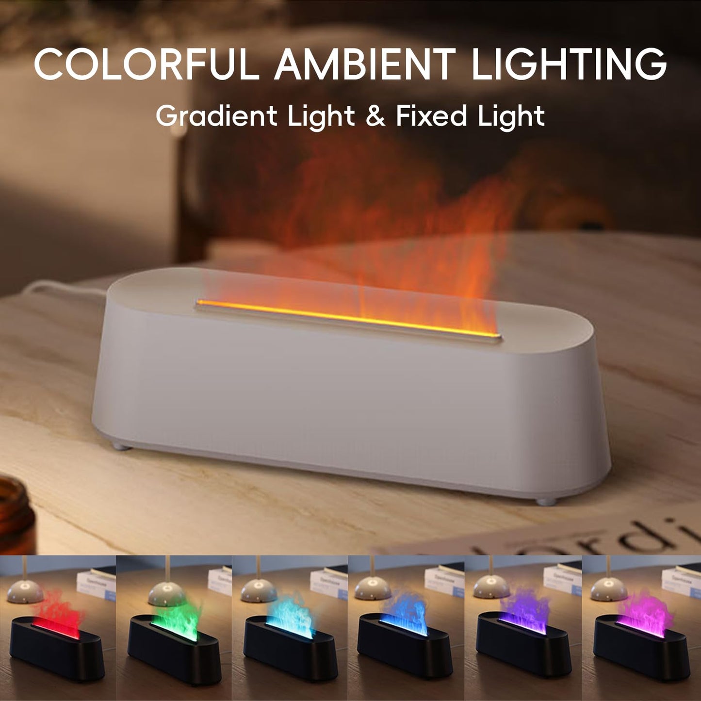 Essential Oil Diffuser, Fireplace Fire Flame Aromatherapy Diffuser, 250ml Cool Mist Humidifier, Scent Aroma Diffuser with 7 Colors Light, Remote Control, Timer & Auto-Off for Home, Room (Black)