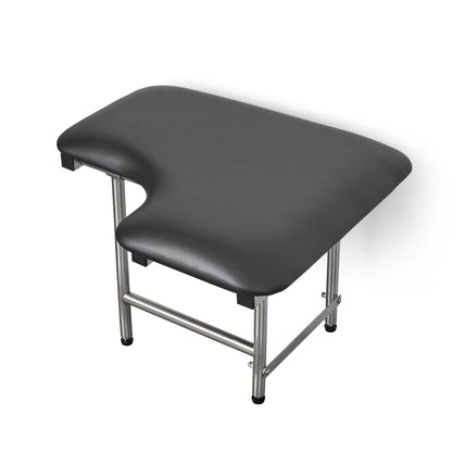 32" x 22.5" Black Padded Wall Mount Folding Left-Handed Transfer Bench Shower Seat with Legs, ADA Compliant