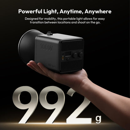 ULANZI 100W RGB Portable LED Video Light w DC Power Adapter, 88.8Wh Build-in Battery Metal Mini Adjustable Color Temperature COB Continuous Output Lighting Handheld Spotlight 2700K-6500K for Video