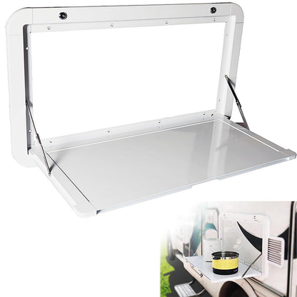 HWHongRV Foldable Rv Tables, 31.5 x 17.7 inchs Campervan Outside Picnic Wall Mounted Table, Premium Aluminum Alloy Folding Wall Table Lockable Wall Table Kit for Campervans and Motorhomes