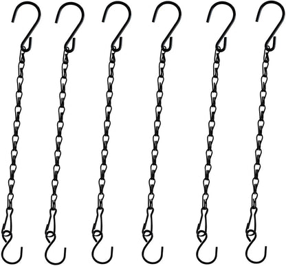 Skiennix Hanging Chain for Plants - 11 Inch Black Chain with Hooks for Baskets & Bird Feeders | 6PCS