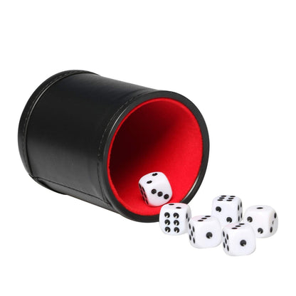 PU Leather Dice Cup Set, Felt Linning Dice Shaker for Yahtzee/Farkle/Bar Party Dice Games, Includes 16mm Dot Dices