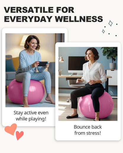 Trideer Extra Thick Yoga Ball Exercise Ball, 5 Sizes Gym Ball, Heavy Duty Ball Chair for Balance, Stability, Pregnancy, Quick Pump Included