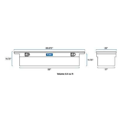 UWS EC10473 69-Inch Matte Black Heavy-Wall Aluminum Truck Tool Box with Low Profile, RigidCore Lid