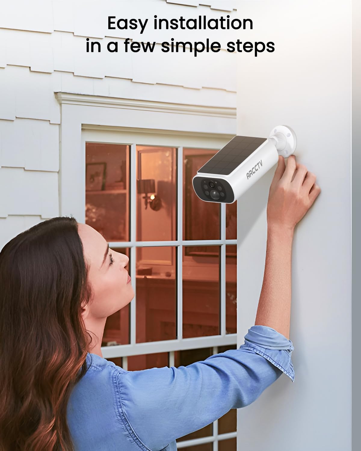 ARCCTV Solar Security Cameras Wireless Outdoor, 4 Cam-Kit, 4MP Solar Security Camera Wireless System, Color Night Vision, Motion Detection, No Monthly Fee, 32GB Memory Card