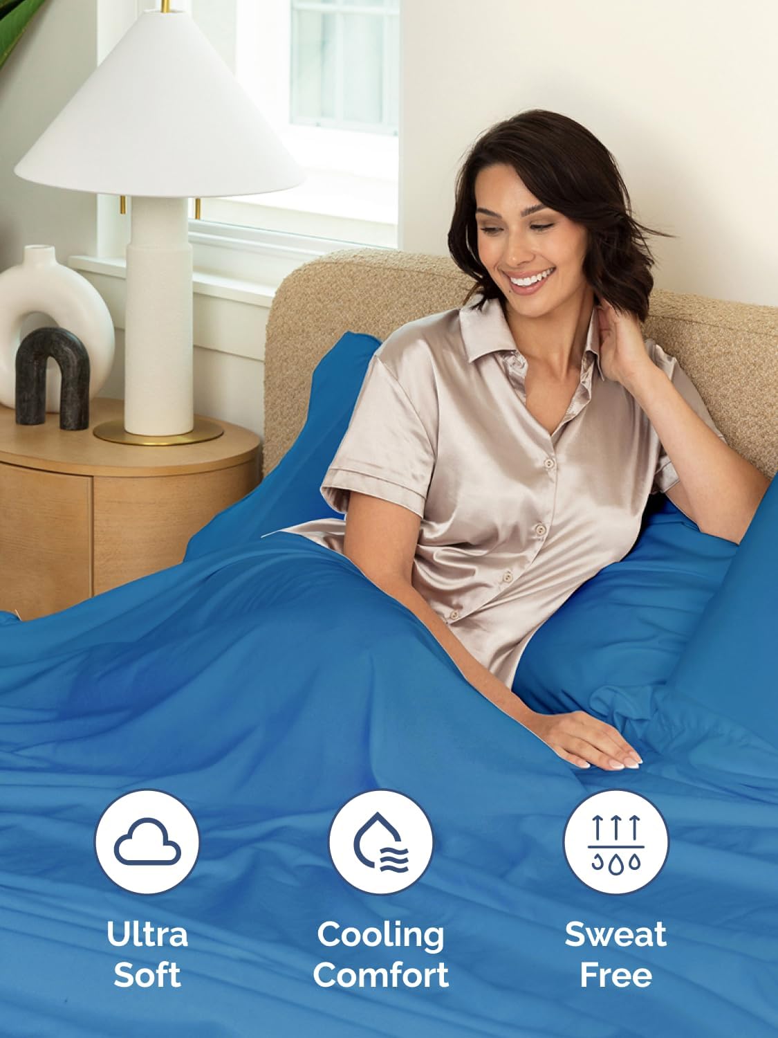 Skiennix Extra Deep Split King Sheet Set - 7 Piece Breathable Cooling Bedding - Soft Wrinkle-Free Royal Blue