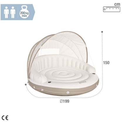 Intex 58292EP Canopy Island Inflatable Pool Float: Comfortable Lounge Surface – Built-in Cup Holders – Detachable Sunshade – 440lb Max Weight Capacity – 78.5" x 59"