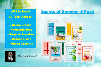 Scents of Summer 5 Pack - 5 Amazing Summer Wax Melts - 30 Total Cubes - 10 Total Ounces