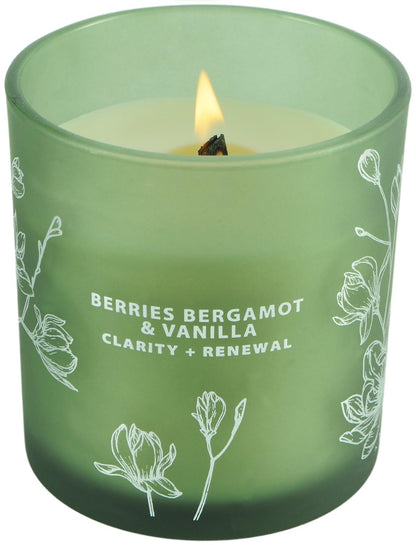 Berries Bergamot Vanilla Candle | 10.6oz Wood Wick Soy Scented Candle for Home | Aromatherapy Stress Relief Candle | Clean Burning, Long Lasting Candles | Self Care Gift for Women & Men