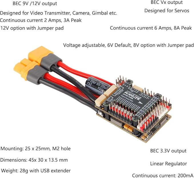 HolyBro Kakute H743 Wing INAV Ardupilot Flight Controller Advanced 3-8S LiPo Compatible Dual Firmware Support for RC Airplane Fixed-Wing Drones &amp DIY Projects (With Pin Header Professional Grad