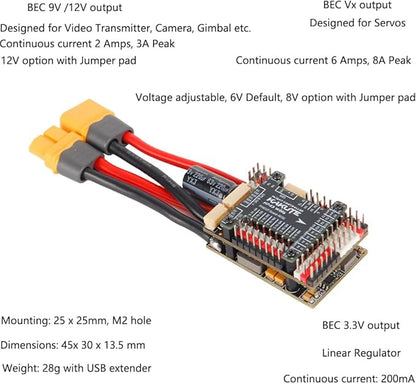 HolyBro Kakute H743 Wing INAV Ardupilot Flight Controller Advanced 3-8S LiPo Compatible Dual Firmware Support for RC Airplane Fixed-Wing Drones &amp DIY Projects (With Pin Header Professional Grad