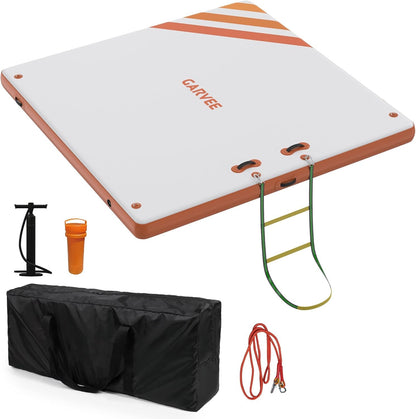 GAOMON Inflatable Dock Floating Platform, Thick Lake Floats for Adults, Non-Slip Air Dock Platform with Portable Carrying Bag, Floating Platform Island for Pool Beach Ocean(Orange,6 x 5 ft)