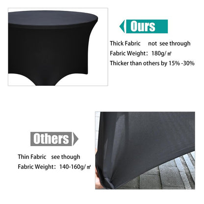 4 Pack Black 72-Inch Diameter x 30-Inch High Round Spandex Tablecloth for 6FT Round Tables|Fitted Stretch Tablecloth with Foot Bag for Party, Wedding, Birthday, Banquet, Vendor Stand