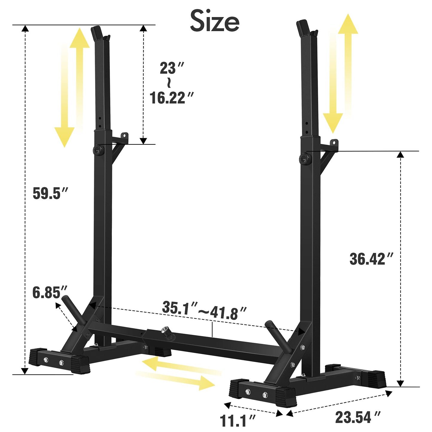 CANPA Adjustable Squat Rack Stand Multi-Function Barbell Rack Weight Lifting Gym Dumbbell Racks Home Gym Bench Press Rack Dumbbell Racks Stands 600Lbs （Black)
