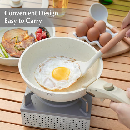 KOCH SYSTEME CS 21 Piece Pots and Pan Set Non Stick, Ceramic Cookware Set with Detachable Handle, RV Camping Stackable Kitchen Set, Pots and Pans Set Non Toxic, Induction Compatible, Oven Safe, 21PCS