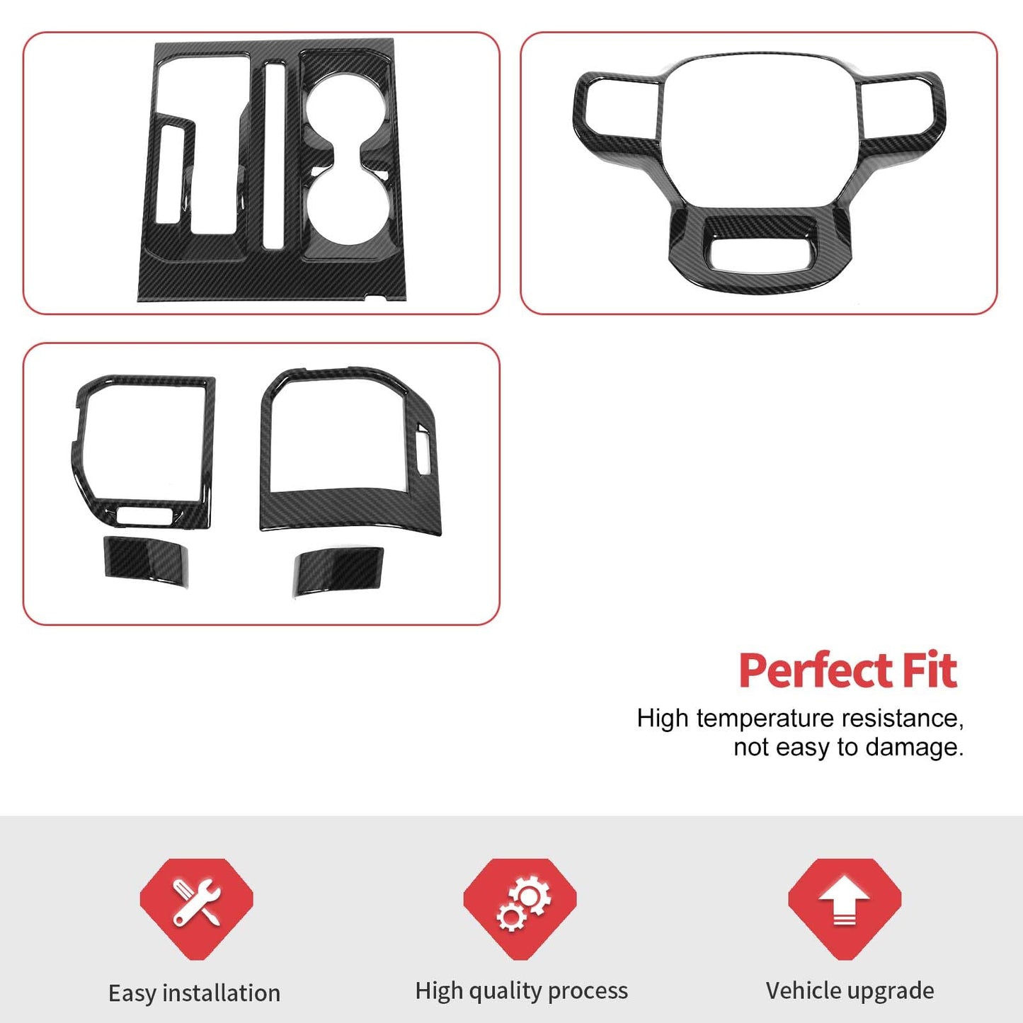 Jimen Compatible with Ford F150 2021-2024, 11PCS Interior Trim Kits - Navigation Panel, Dashboard Cover, Air Vent Trim, Gear Shift Frame (Carbon Fiber)
