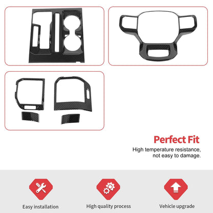 Jimen Compatible with Ford F150 2021-2024, 11PCS Interior Trim Kits - Navigation Panel, Dashboard Cover, Air Vent Trim, Gear Shift Frame (Carbon Fiber)