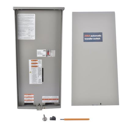 200 Amp Single Phase Generator Automatic Transfer Switch Compatible with Generac RXSW200A3, 120/240V, NEMA 3R Aluminum Enclosure, Indoor/Outdoor Use, Power Management Compatible