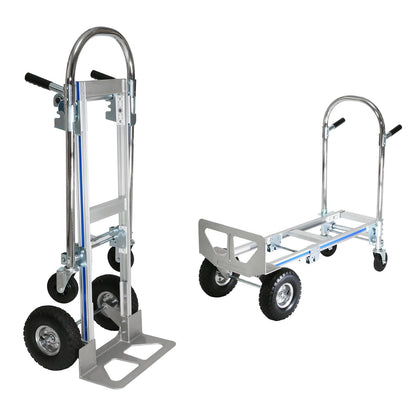 Heavy Duty Convertible Hand Truck, 2 in 1 Folding Dolly 800 LBS Capacity Industrial Platform Cart Collapsible Truck for Transport & Moving in Warehouse, Home, Supermarket