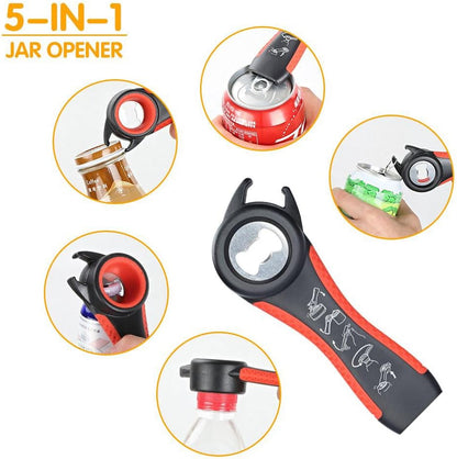 Skiennix 5-in-1 Jar Opener - Ergonomic Design with Rubber Grip for Seniors | Ideal for Weak Hands