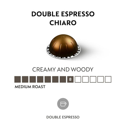 Nespresso Vertuo Double Espresso Chiaro - Medium Roast Coffee Pods | 30-Count, 2.7oz Brew