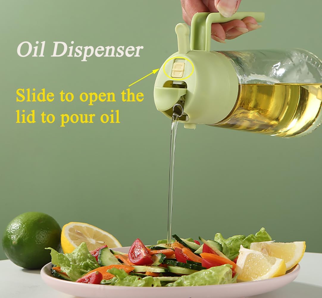 Olive Oil Sprayer Mister - Premium 17oz Glass Dispenser Bottle for Cooking, Baking & Grilling | Black