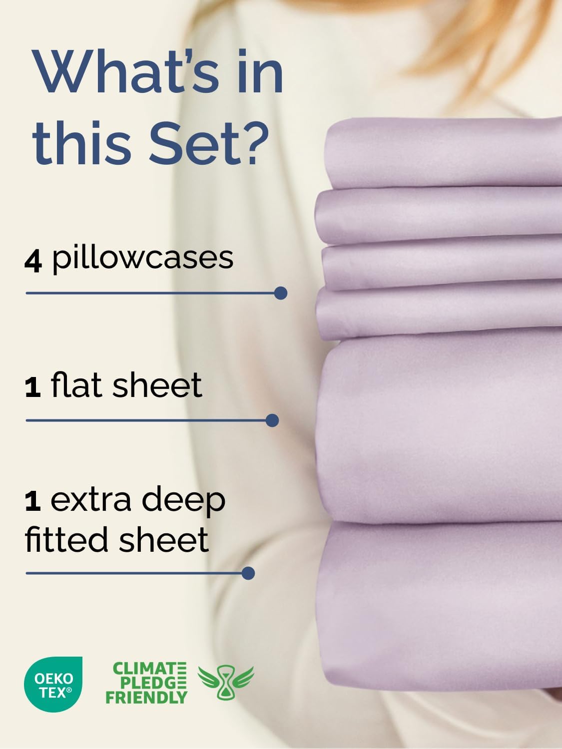 Skiennix Extra Deep Full Sheet Set - 6 Piece Breathable Cooling Sheets - Hotel Luxury Bedding - Soft Wrinkle-Free Light Lavender
