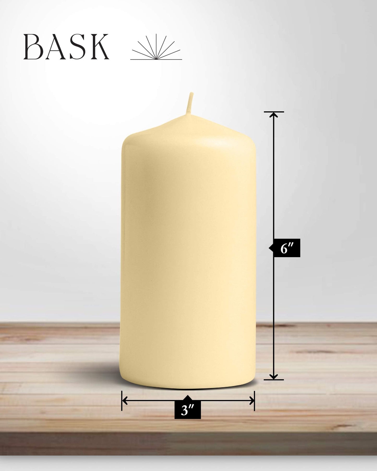 Cone Top Pillar Candles by Bask - Set of 6-3" x 6" Dripless Unscented Candles in Ivory for Home Decor, Relaxation & All Occasions