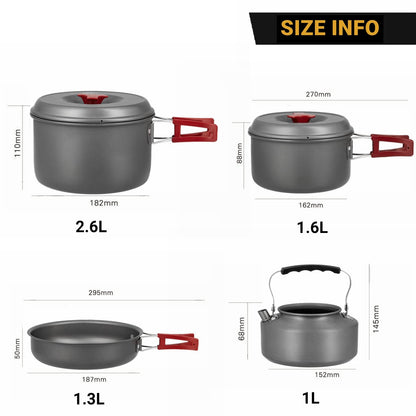 FineFlame Camping Stove 2 Burner With Bulin 13 PCS Camp Cookware Set Camping Cookwear