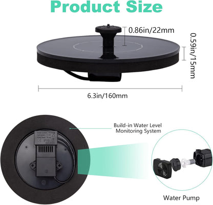 Yeomi Solar Fountain - Floating Water Pump for Bird Baths | No Battery Needed, Easy to Use for Gardens & Patios